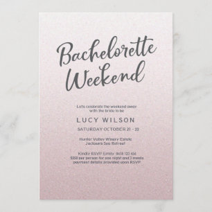 Glitter Pink Bachelorette Weekend Invitation