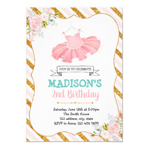 Glitter pink ballerina invitation