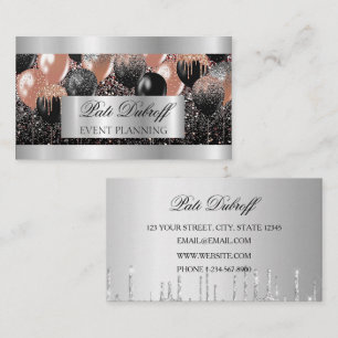 Glitter Pink Balloons for Event Planning and Party Business Card