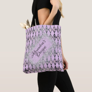 Glitter Pink Blush Harlequin Personalized Tote Bag