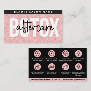 Glitter Pink Botox Filler Instruction Aftercare Business Card