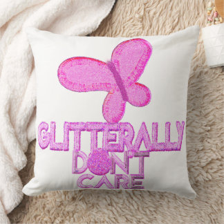 Glitter pink butterfly don't care cushion