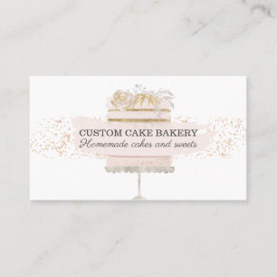 Glitter Pink Cake Bakery Pastry Wedding Business Card