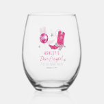Glitter Pink Disco Cowgirl 21st Birthday Party Stemless Wine Glass<br><div class="desc">Get your party on in retro 70's style with this faux pink and silver glitter and pink disco mirror ball "Disco Cowgirl" birthday party design.  Composite design by Holiday Hearts Designs (rights reserved).</div>