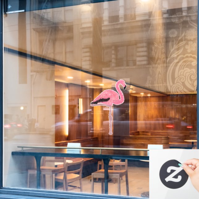 Glitter pink flamingo (Cafe Window)