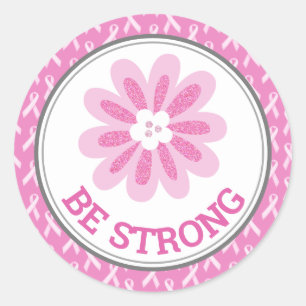 Glitter Pink Flower Breast Cancer Awareness Design Classic Round Sticker