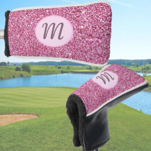 Glitter pink glam elegant custom monogram ladies golf head cover