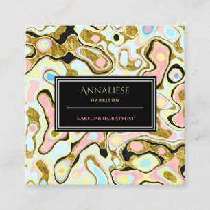 Glitter Pink/Gold Marble Makeup & Hair Business Calling Card
