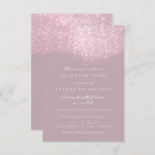 Glitter Pink Mauve Grey White Pastel Forma Elegant Invitation