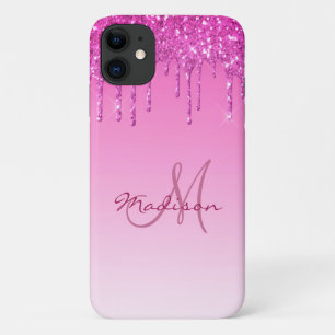 Glitter Pink Name Sparkles Glam Girly Pretty iPhone 11 Case