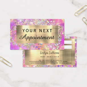 Glitter pink opal appointment card