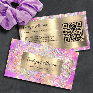 Glitter pink opal business card