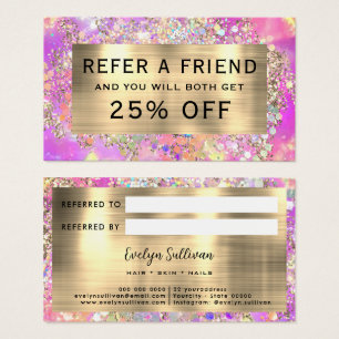 Glitter pink opal referral card