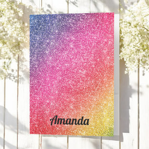 Glitter Pink Purple Gold Rainbow Pocket Folder