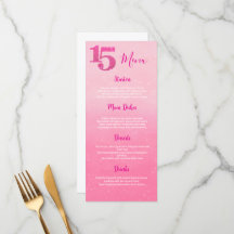 Glitter Pink Quinceñera Table Menu