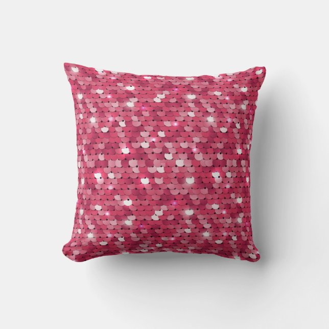 Glitter pink sequin pattern cushion (Front)