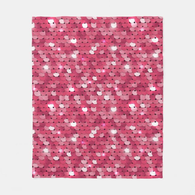 Glitter pink sequin pattern fleece blanket (Front)
