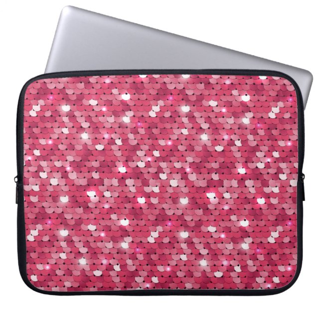 Glitter pink sequin pattern laptop sleeve (Front)