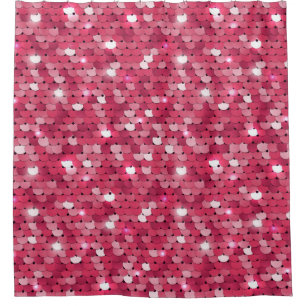 Glitter pink sequin pattern shower curtain
