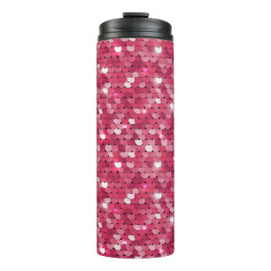 Glitter pink sequin pattern thermal tumbler