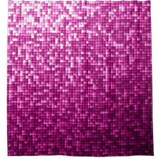 Glitter pink sequins shower curtain