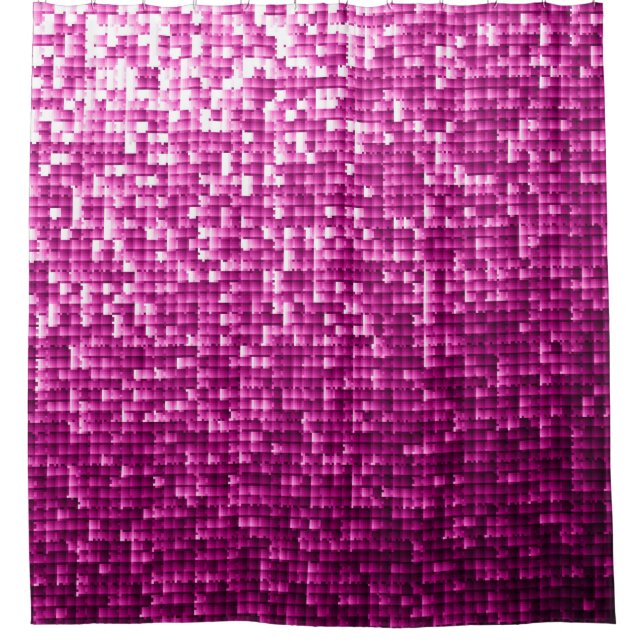 Glitter pink sequins shower curtain (Front)