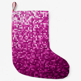 Glitter pink sequins small christmas stocking