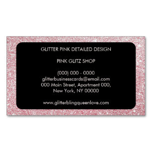 Glitter Pink Simple Feminine Girly Magnetic Business Card