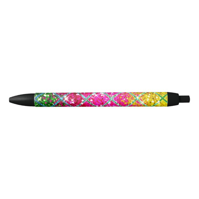 Glitter Pink Snakeskin Black Ink Pen (Front)