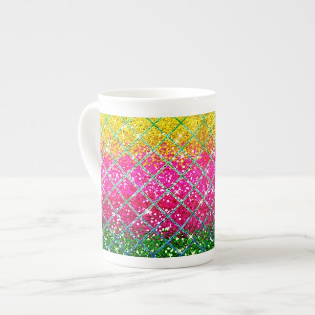 Glitter Pink Snakeskin Bone China Mug (Front Left)