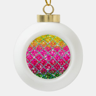 Glitter Pink Snakeskin Ceramic Ball Christmas Ornament