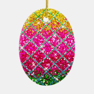 Glitter Pink Snakeskin Ceramic Ornament