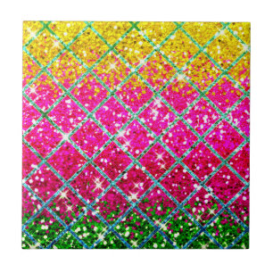 Glitter Pink Snakeskin Ceramic Tile