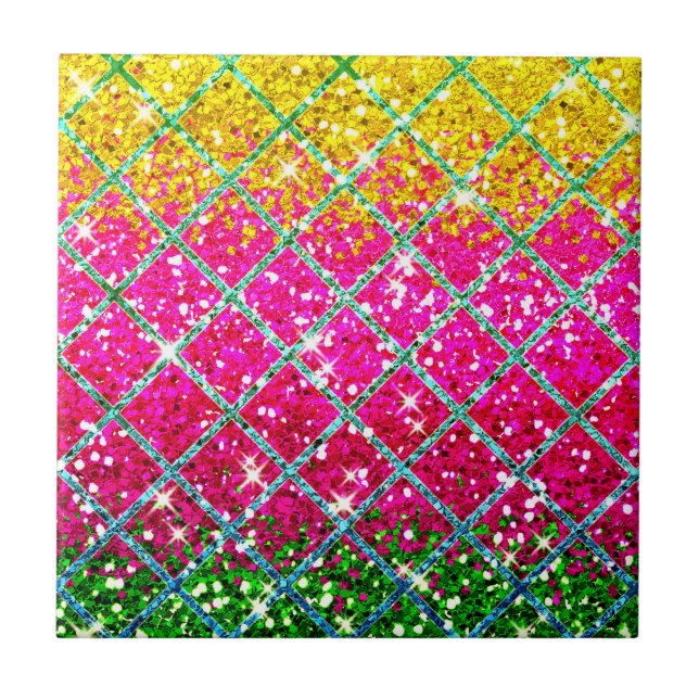 Glitter Pink Snakeskin Ceramic Tile (Front)