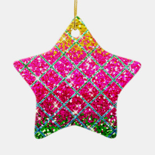 Glitter Pink Snakeskin Ceramic Tree Decoration