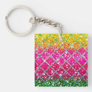 Glitter Pink Snakeskin Key Ring