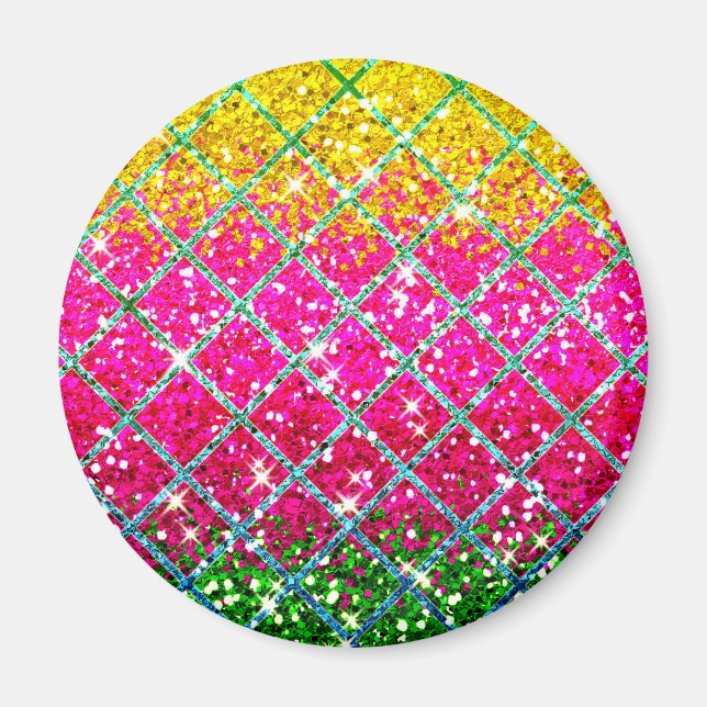 Glitter Pink Snakeskin Magnet (Front)