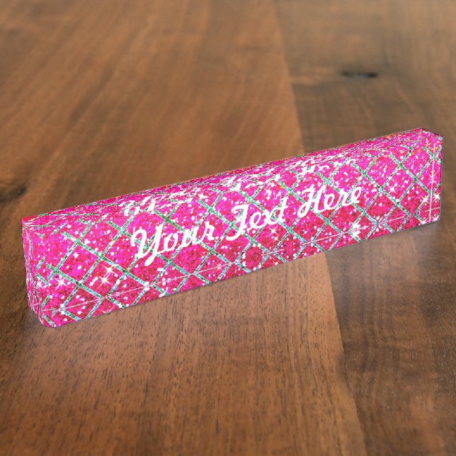 Glitter Pink Snakeskin Nameplate (Side)