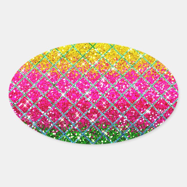 Glitter Pink Snakeskin Oval Sticker (Front)