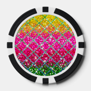 Glitter Pink Snakeskin Poker Chips
