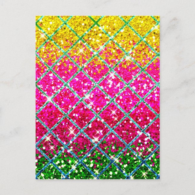 Glitter Pink Snakeskin Postcard (Front)