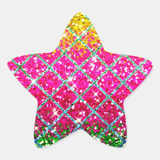 Glitter Pink Snakeskin Star Sticker (Front)