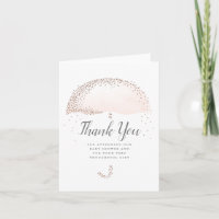 Glitter pink umbrella baby shower thank you