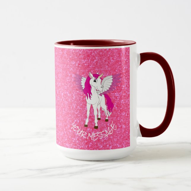 Glitter Pink Unicorn  Mug (Right)