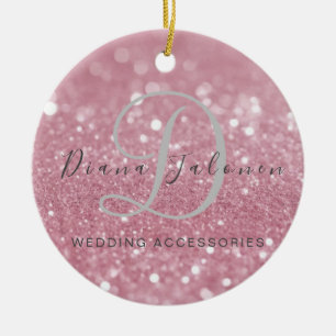 Glitter Pink Wedding Accessories Ceramic Ornament
