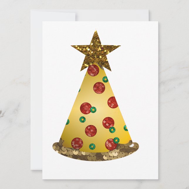 glitter pizza christmas tree holiday card (Front)