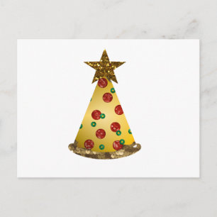 glitter pizza christmas tree holiday postcard