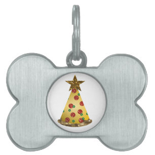 glitter pizza christmas tree pet ID tag