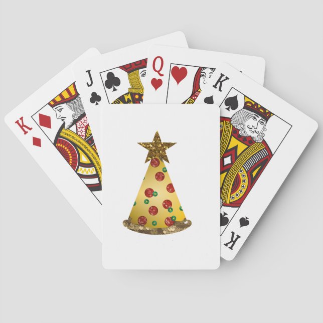glitter pizza christmas tree playing cards (Back)