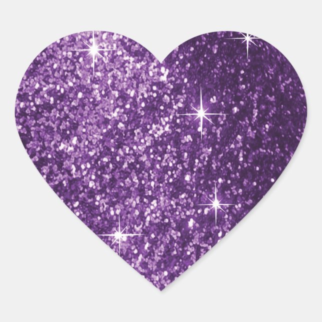 Glitter Plum Purple Heart Sticker (Front)
